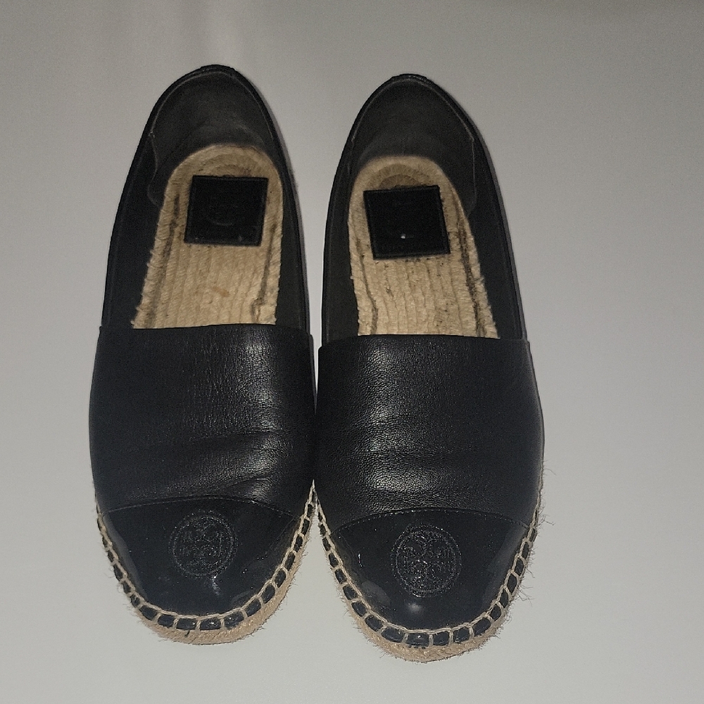 Black Leather Espadrilles